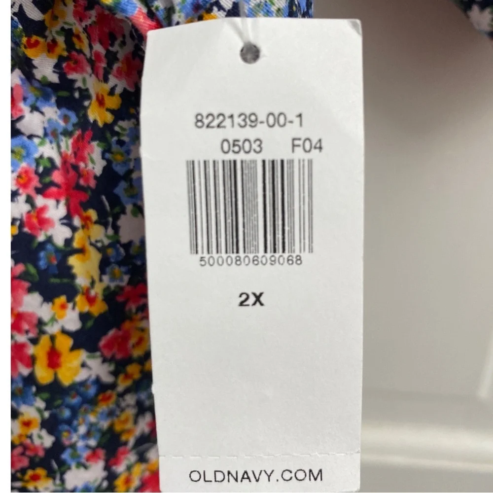 Old Navy Navy Floral Top Puff Sleeves Size 2X NWT